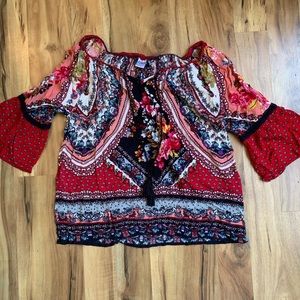 Bila Bell Sleeve Floral Bohemian Tassel Blouse